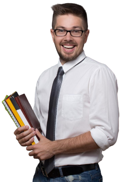 Hombre feliz por recibir capacitaciónes